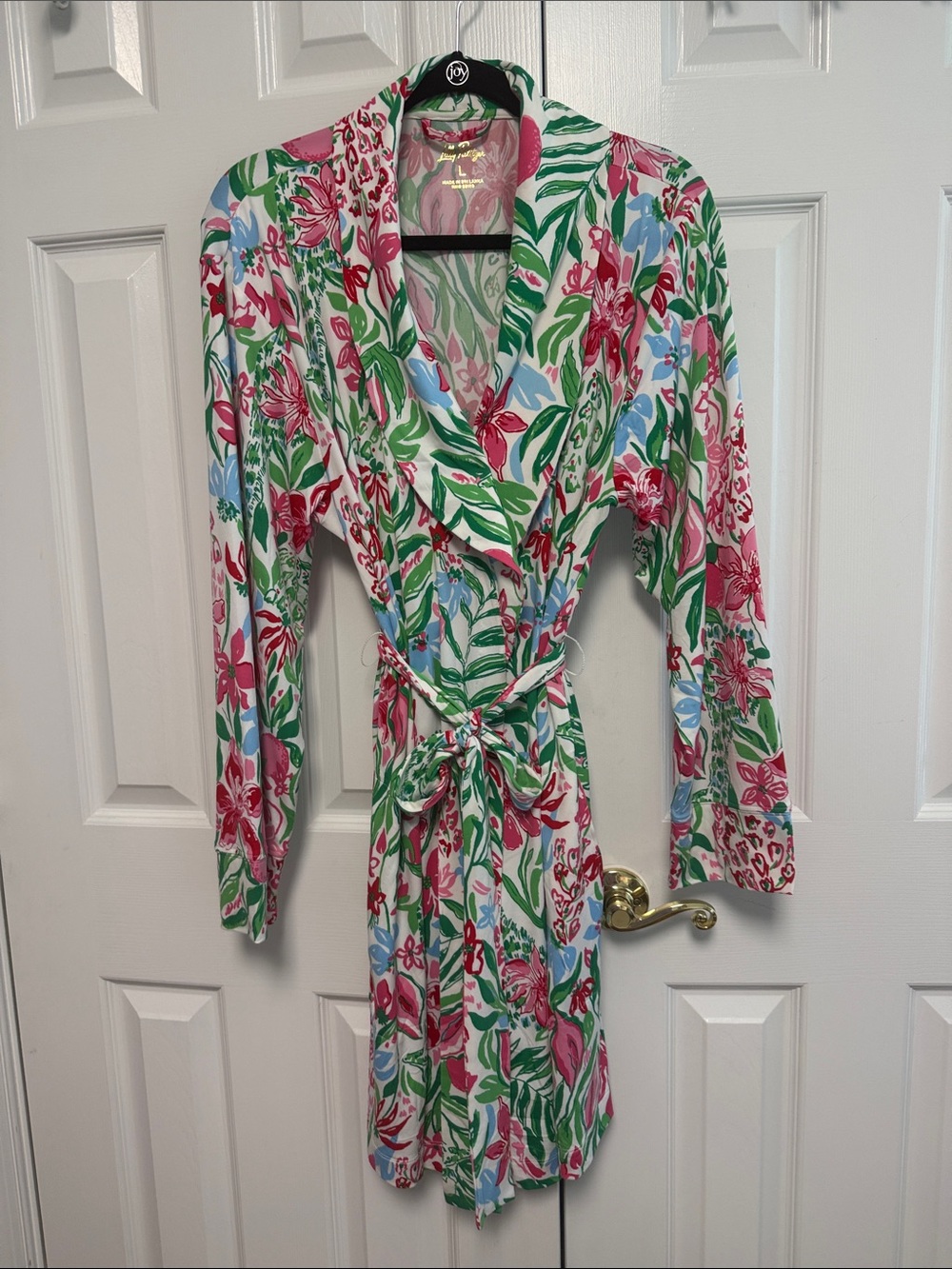 Lilly Pulitzer Tropical Floral Wrap Robe in Pink, Green, Blue
